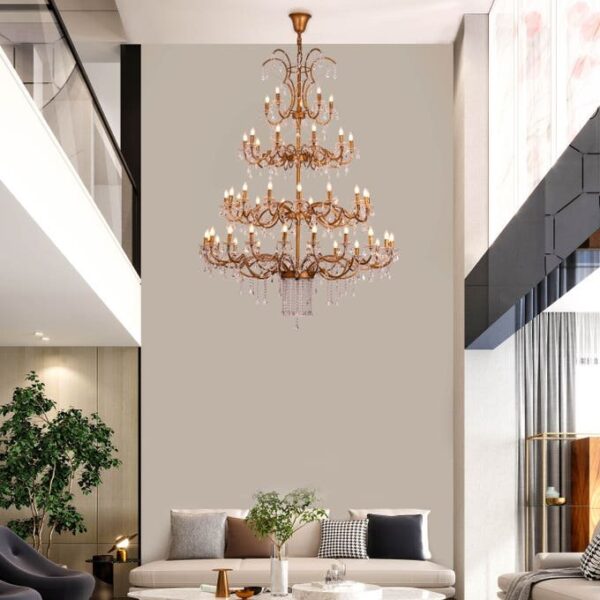 Victorian Masterpiece (Large, Antique Gold) Crystal Double Height Chandelier - Image 3