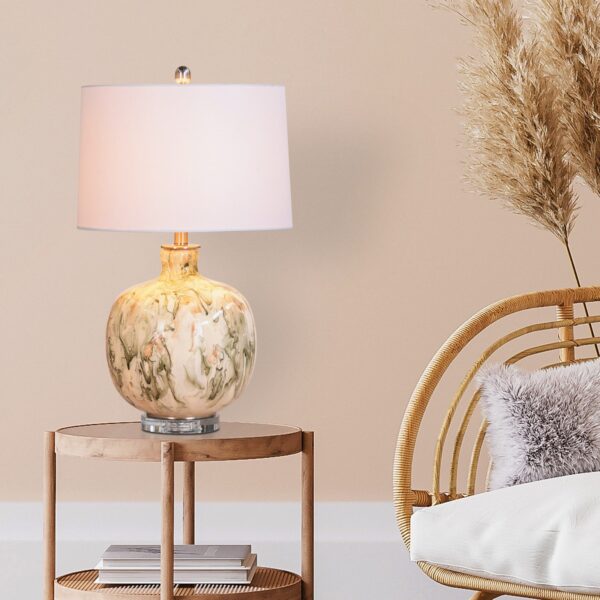 Fools Rush In (Green, White) Ceramic Table Lamp - Image 2