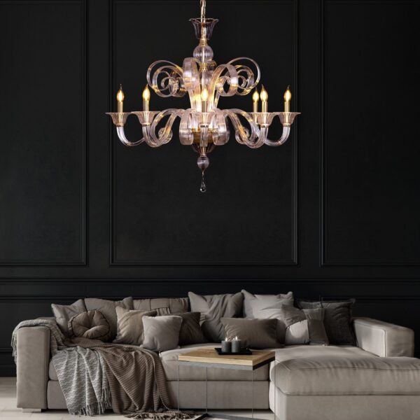String Of Pearls (Large, Gold) Textured Glass Chandelier - Image 2