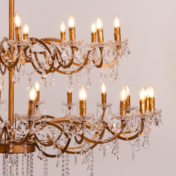 Victorian Masterpiece (Large, Antique Gold) Crystal Double Height Chandelier - Image 4