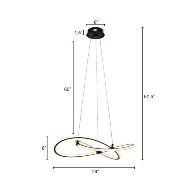 Twist Of Fate (Medium, Black, 3 Color Dimmable LED with Remote Control) Chandelier - Image 4