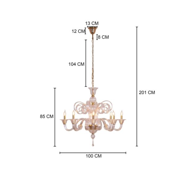 String Of Pearls (Large, Gold) Textured Glass Chandelier - Image 4