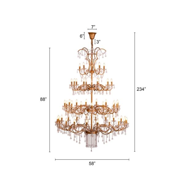 Victorian Masterpiece (Large, Antique Gold) Crystal Double Height Chandelier - Image 6