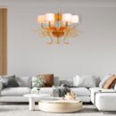 Mixed Emotions (Large, Chrome, Amber, White) Clear Glass Chandelier