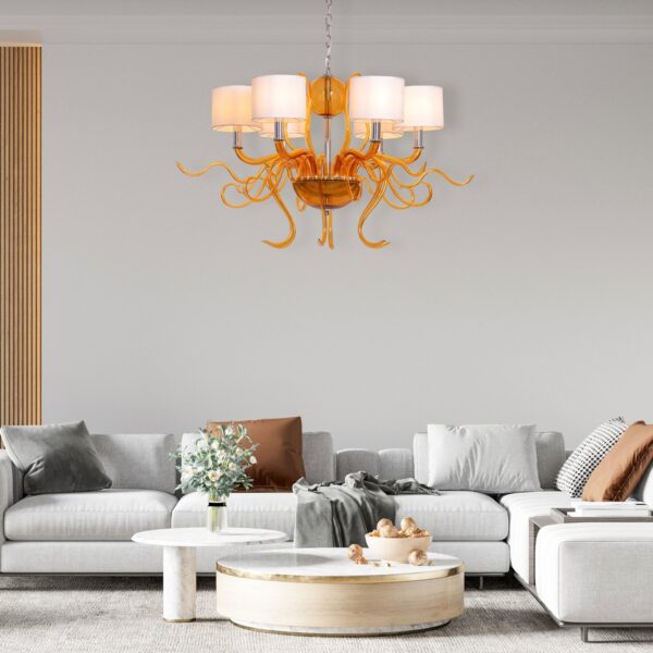 Mixed Emotions (Large, Chrome, Amber, White) Clear Glass Chandelier - Image 2