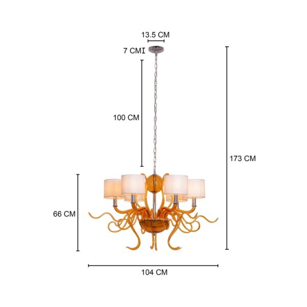 Mixed Emotions (Large, Chrome, Amber, White) Clear Glass Chandelier - Image 4