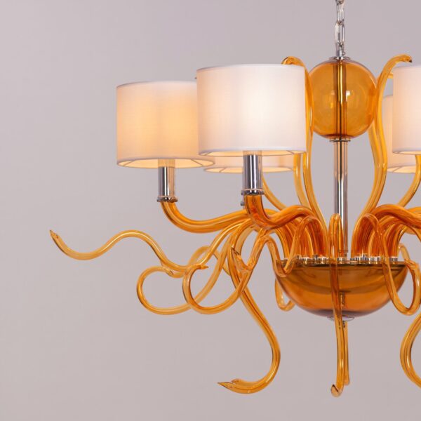 Mixed Emotions (Large, Chrome, Amber, White) Clear Glass Chandelier - Image 3