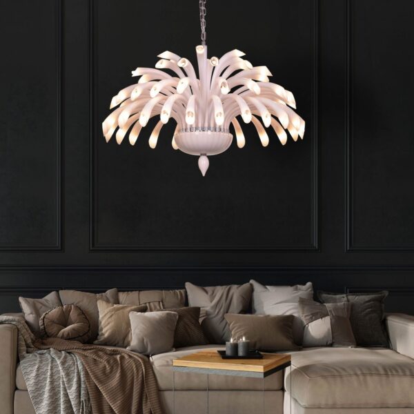 Summer In Santorini (Large, White) Handcrafted Glass Chandelier - Image 3