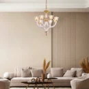 Shall Return (Gold) Textured Glass Chandelier