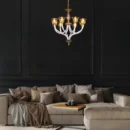 Shall Return (Gold) Textured Glass Chandelier