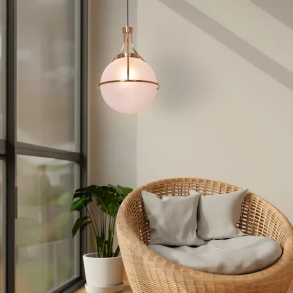 Find Me Nowhere (Gold) Frosted Glass Pendant Light - Image 5