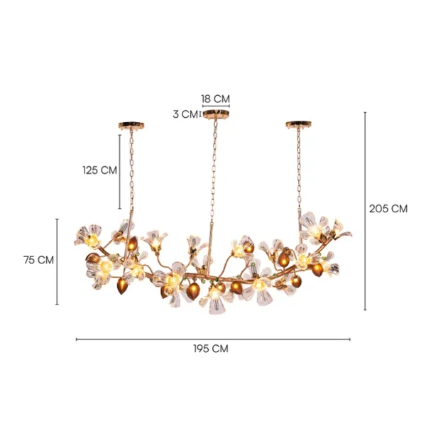 Harubana Splash (Rose Gold, Clear & Amber) Textured Glass Chandelier - Image 3