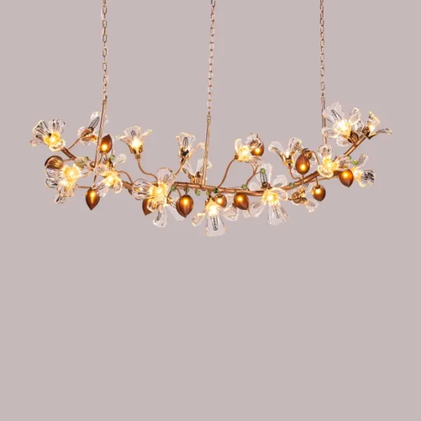 Harubana Splash (Rose Gold, Clear & Amber) Textured Glass Chandelier - Image 5