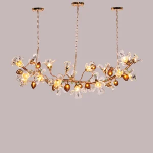 Harubana Splash (Rose Gold, Clear & Amber) Textured Glass Chandelier