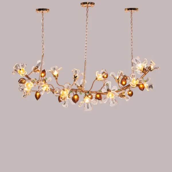 Harubana Splash (Rose Gold, Clear & Amber) Textured Glass Chandelier