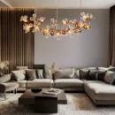 Harubana Splash (Rose Gold, Clear & Amber) Textured Glass Chandelier