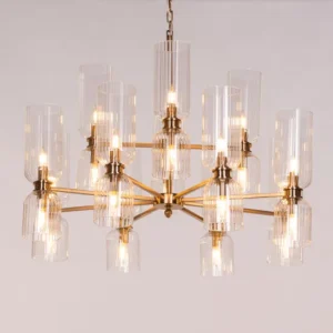 One Last Dance (Gold) Textured Glass Chandelier