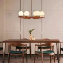 Heading Home (Gold) Frosted Glass Wooden Chandelier
