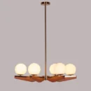 Heading Home (Gold) Frosted Glass Wooden Chandelier