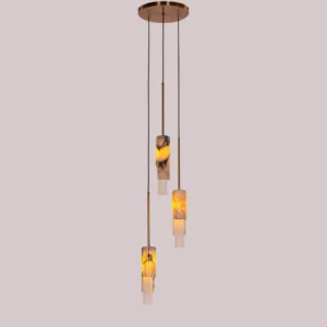 Veil Of Smoke (Gold, Black, White) Marble 3 Head Pendant Light