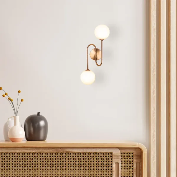 Many Moons Away (Gold) Frosted Glass Wall Light - Image 4