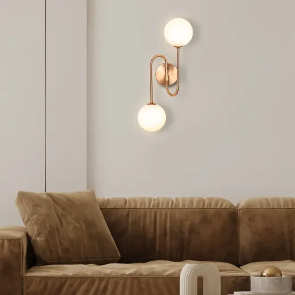 Many Moons Away (Gold) Frosted Glass Wall Light - Image 6